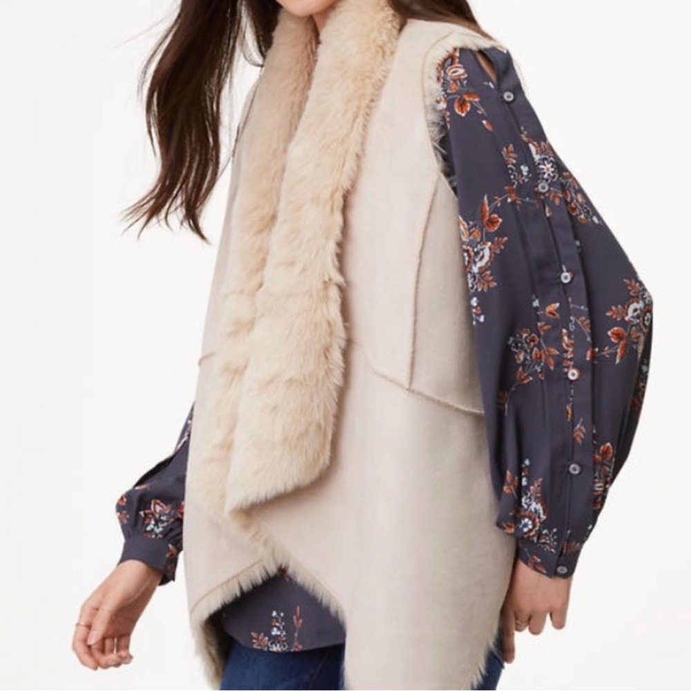 LOFT Reversible Faux Fur Shearling Suede Vest